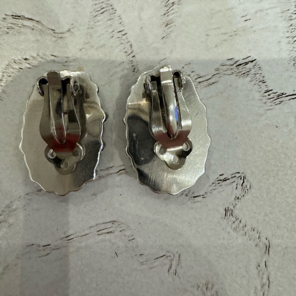 ZUNI Sterling Silver Turquoise Cluster Clip On Earrings - Picture 4 of 7